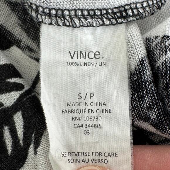 Vince linen top white with‎ black feather print - Picture 7 of 7